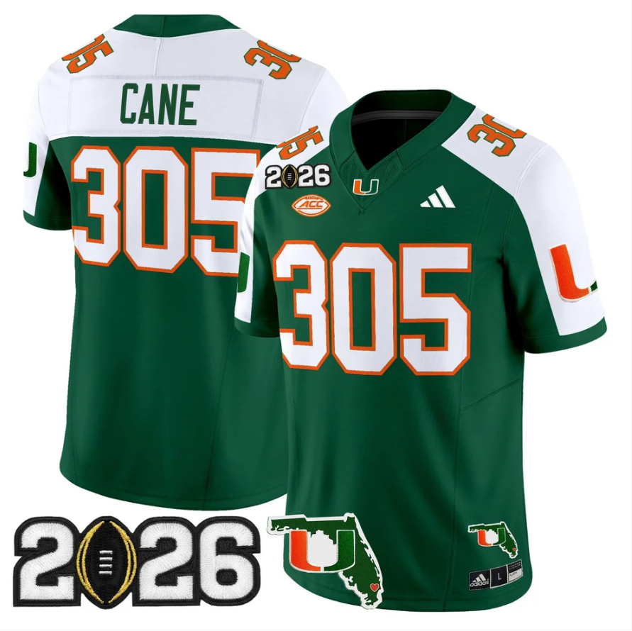 Cane Jersey #305 Miami Hurricanes 2026 CFP Final Patch Stitched