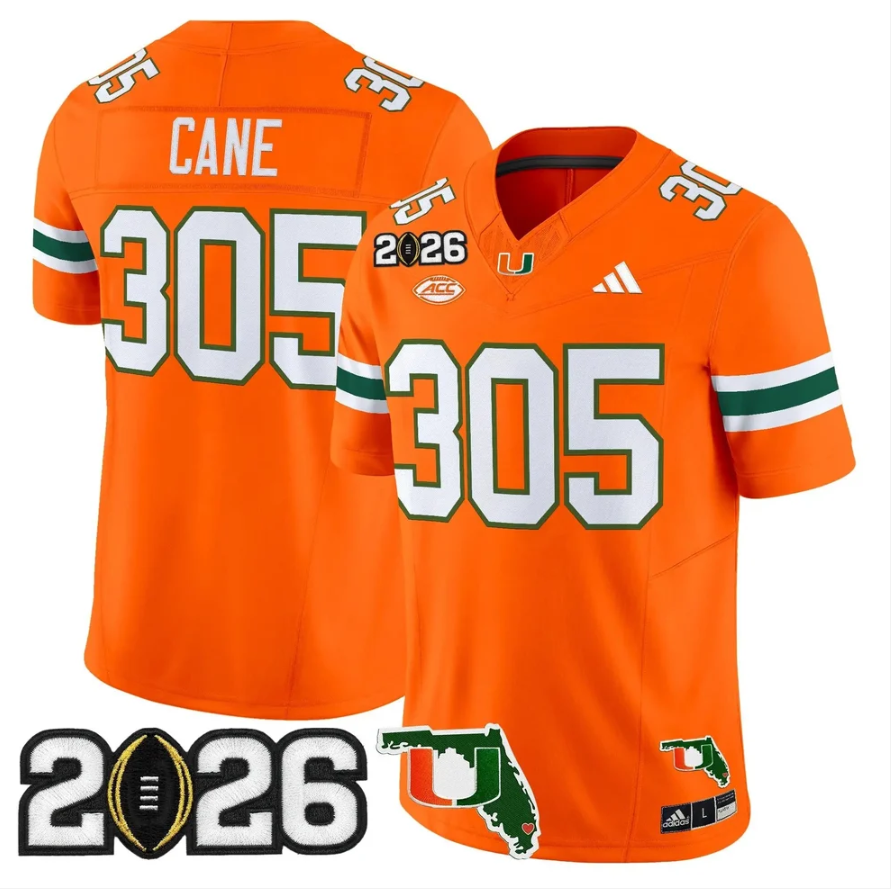Cane Jersey #305 Miami Hurricanes 2026 CFP Final Patch Stitched