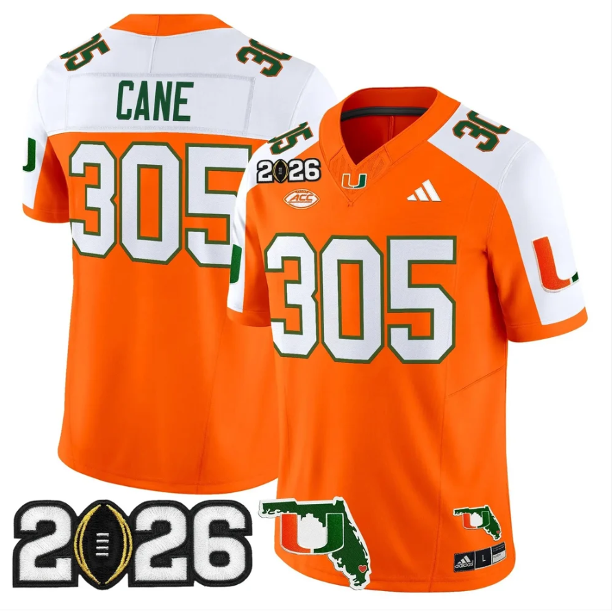 Cane Jersey #305 Miami Hurricanes 2026 CFP Final Patch Stitched