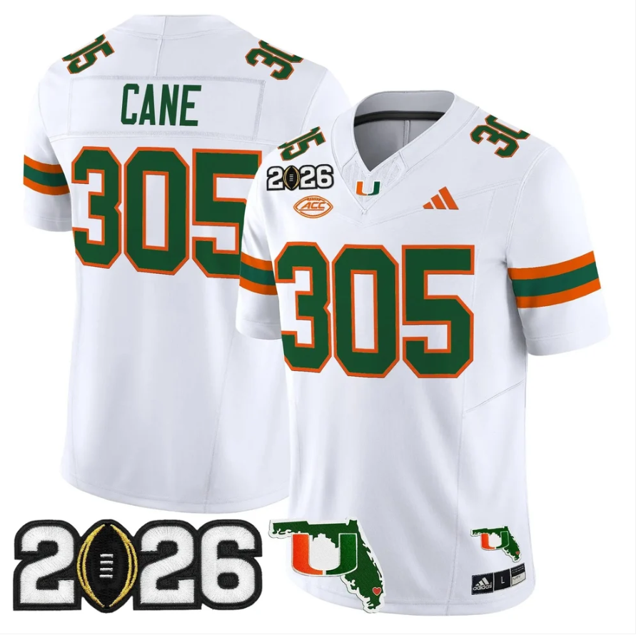 Cane Jersey #305 Miami Hurricanes 2026 CFP Final Patch Stitched