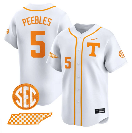 Cannon Peebles Jersey #5 Tennessee Vols 2025 Premier Limited Stitched White