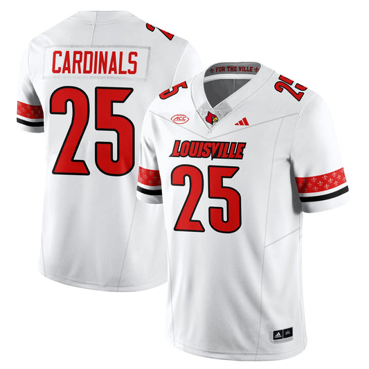 Cardinals Jersey #25 Louisville Football 2025 Vapor Limited Stitched White
