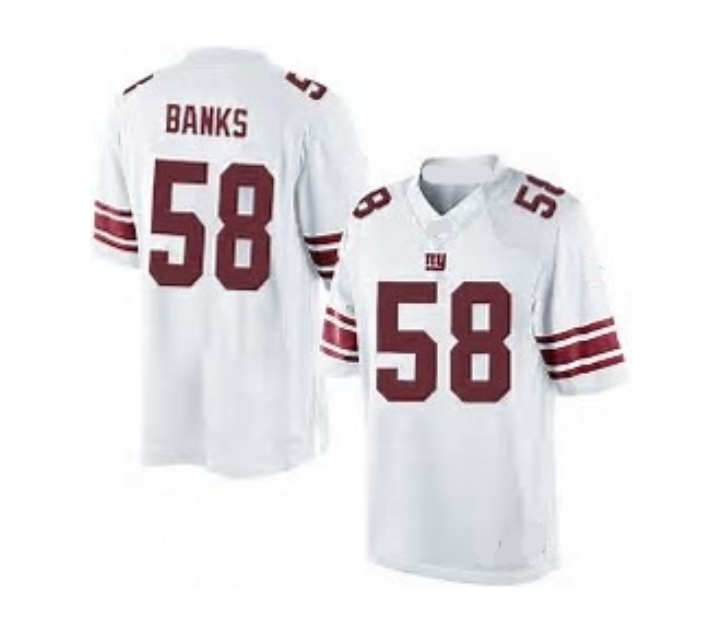 Carl Banks Jeresy New York Giants Custom Throwback Football White Red Color