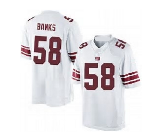 Carl Banks Jeresy New York Giants Custom Throwback Football White Red Color