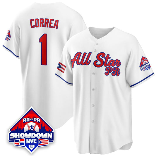 Carlos Correa Jersey #1 Puerto Rican Baseball All-Star 2025 Stitched White