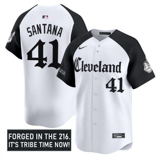 Carlos Santana Jersey #41 Cleveland Indians Gothic Iron Edition Stitched
