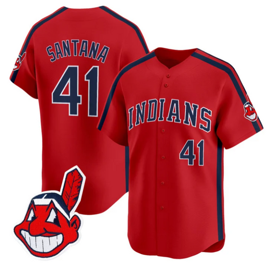 Carlos Santana Jersey #41 Cleveland Indians Ricky Wild Thing Vaughn Red