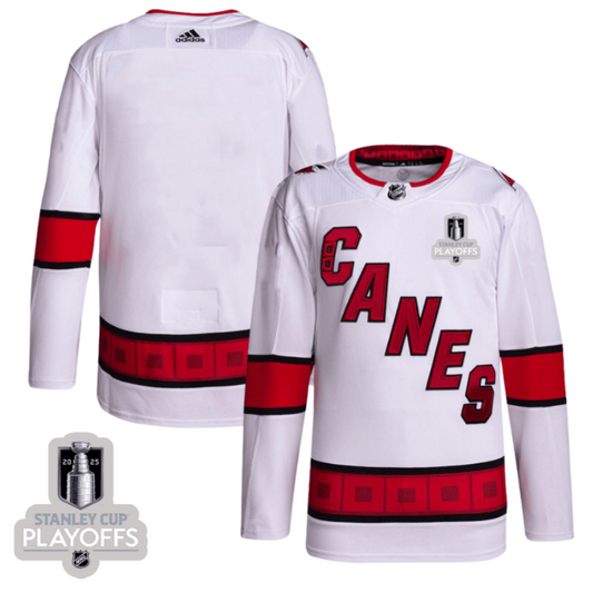 Carolina Hurricanes 2025 NHL Playoffs Patch Away Men Jersey - White