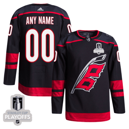 Carolina Hurricanes 2025 NHL Playoffs Patch Home Men Custom Jersey - Black