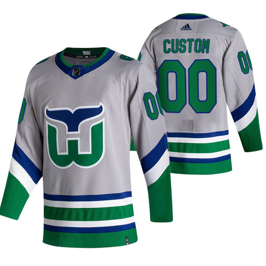 Carolina Hurricanes Custom Grey  2020-21 Reverse Retro Alternate NHL Jersey