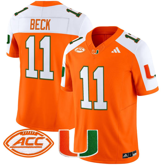 Carson Beck Jersey #11 Miami Hurricanes 2025 Limited Stitched Orange Alternate