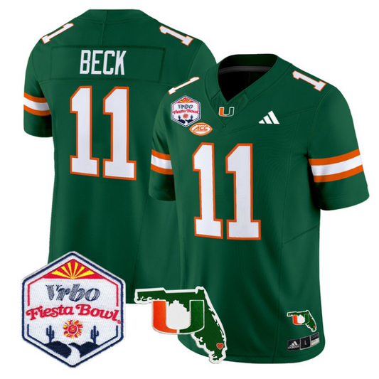 Carson Beck Jersey #11 Miami Hurricanes 2026 Fiesta Bowl Florida Green
