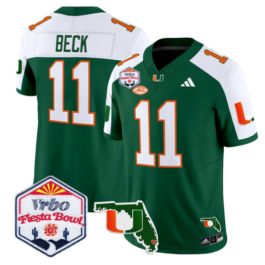 Carson Beck Jersey #11 Miami Hurricanes 2026 Fiesta Bowl Florida Green Alternate