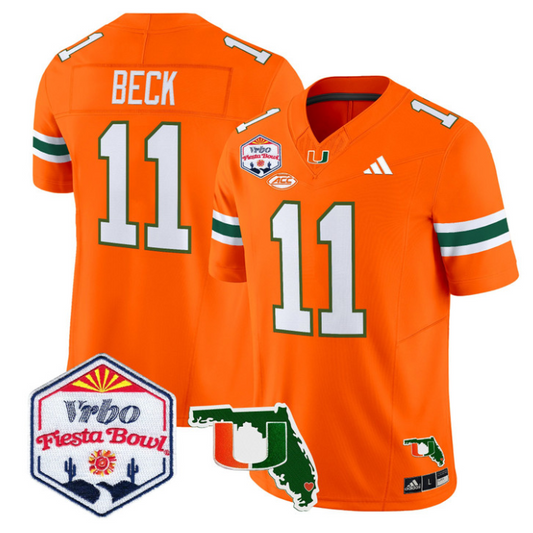 Carson Beck Jersey #11 Miami Hurricanes 2026 Fiesta Bowl Florida Orange