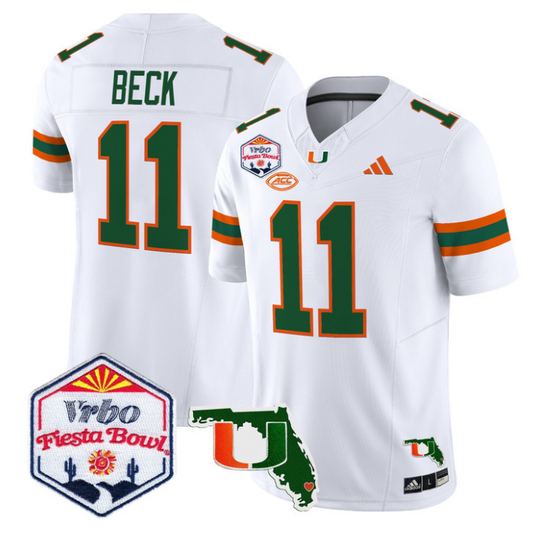 Carson Beck Jersey #11 Miami Hurricanes 2026 Fiesta Bowl Florida White