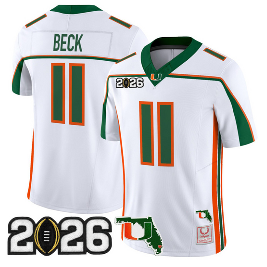 Carson Beck Jersey #11 Miami Hurricanes Throwback 2026 CFP Final Florida Patch