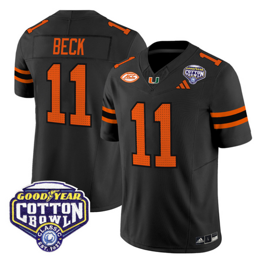 Carson Beck Jersey #11 Miami Hurricanes 2025 Cotton Bowl Patch Stitched