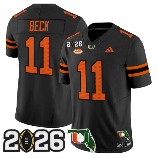 Carson Beck Jersey #11 Miami Hurricanes 2026 CFP Final Patch Stitched