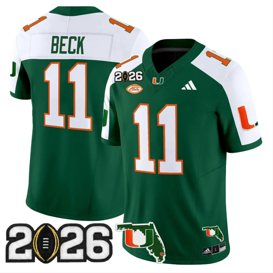 Carson Beck Jersey #11 Miami Hurricanes 2026 CFP Final Patch Stitched