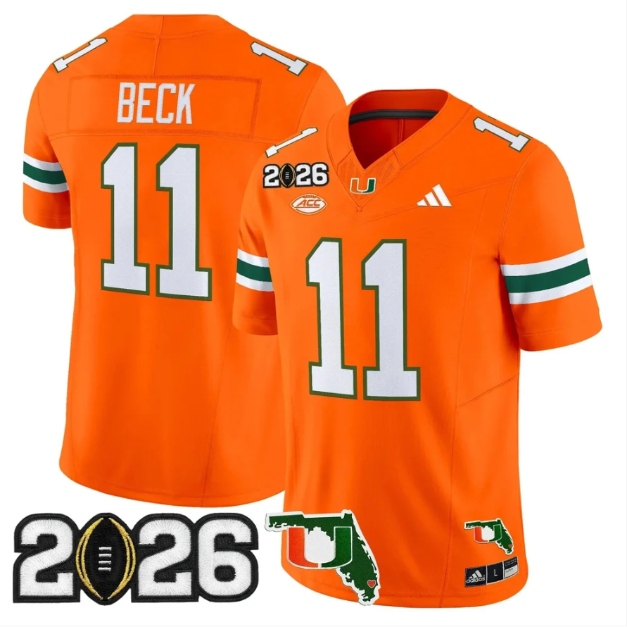 Carson Beck Jersey #11 Miami Hurricanes 2026 CFP Final Patch Stitched