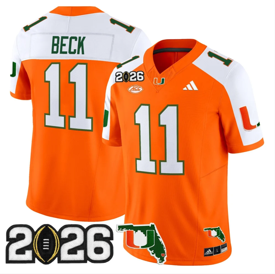 Carson Beck Jersey #11 Miami Hurricanes 2026 CFP Final Patch Stitched