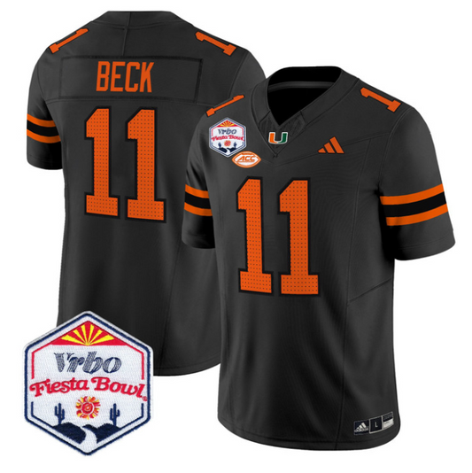 Carson Beck Jersey #11 Miami Hurricanes 2026 Fiesta Bow Patch Stitched