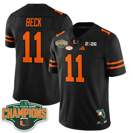 Carson Beck Jersey #11 Miami Hurricanes 2026 Fiesta Bowl Champions Stitched
