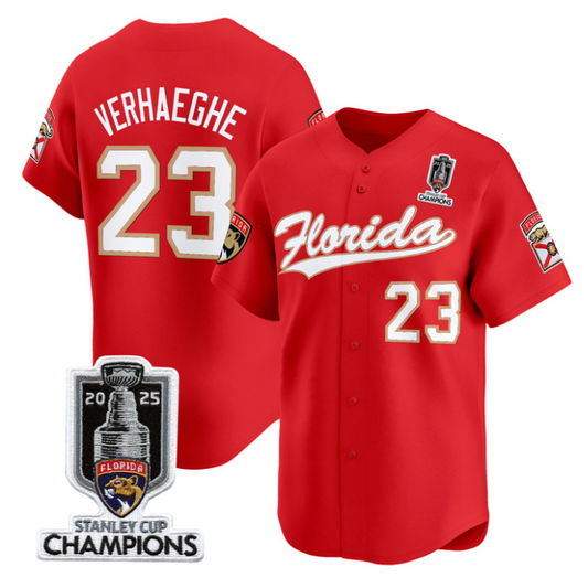 Carter Verhaeghe Jersey #23 Florida Panthers 2025 Stanley Cup Champions Red