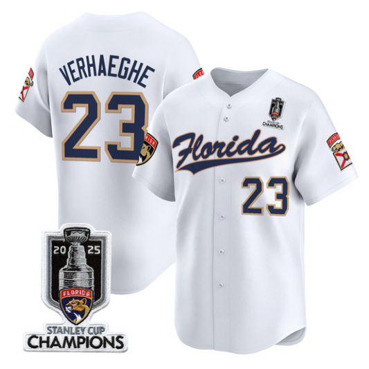 Carter Verhaeghe Jersey #23 Florida Panthers 2025 Stanley Cup Champions White