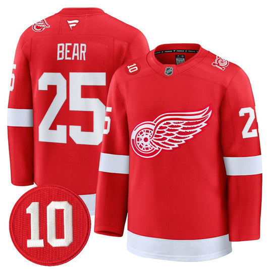 Carter Bear Jersey #25 Detroit Red Wings #10 Alex Delvecchio Honoring Stitched