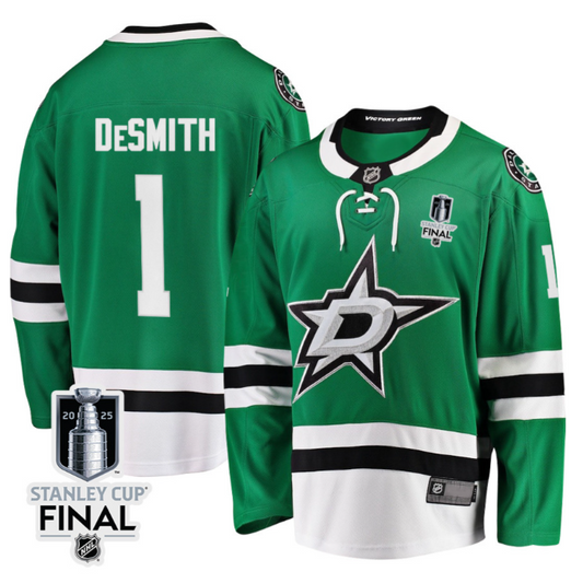 Casey DeSmith 1 Dallas Stars 2025 STANLEY CUP Final Patch Home Men Jersey Black