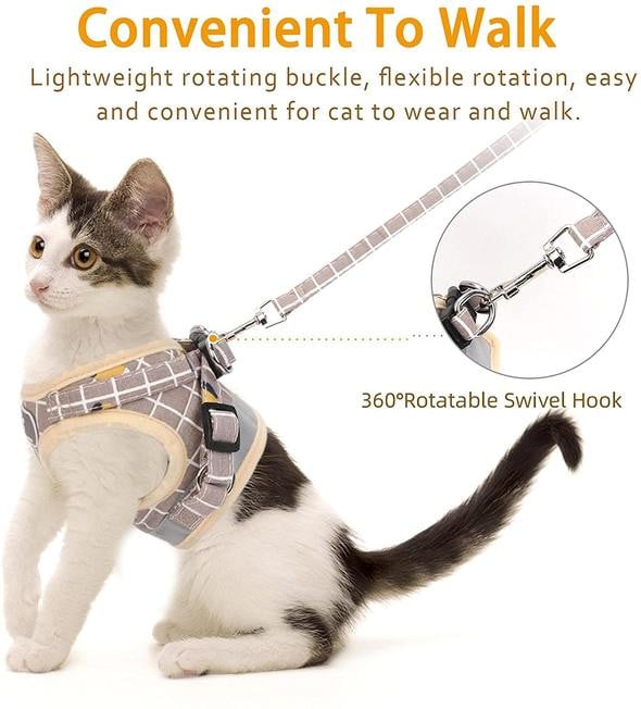 Cat &amp; Dog Harness and Leash Set with Reflective Strip Adjustable Soft
