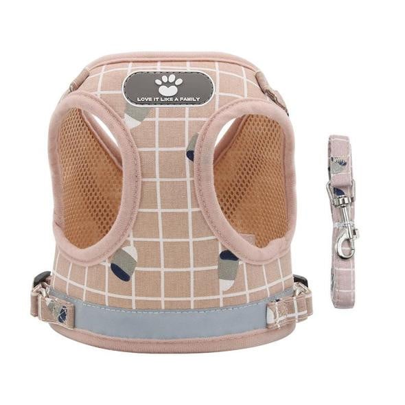 Cat &amp; Dog Harness and Leash Set with Reflective Strip Adjustable Soft