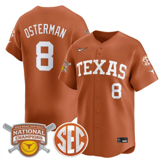 Cat Osterman Jersey #8 Texas Longhorns 2025 National Champions Orange