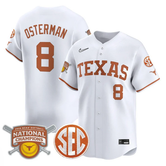 Cat Osterman Jersey #8 Texas Longhorns 2025 National Champions White
