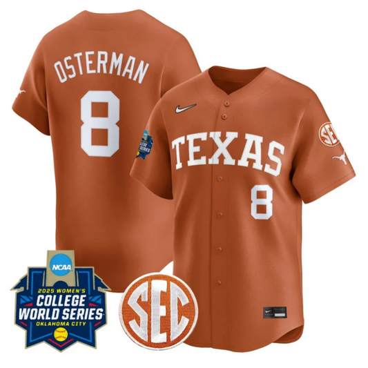 Cat Osterman Jersey #8 Texas Longhorns 2025 World Series Stitched Orange