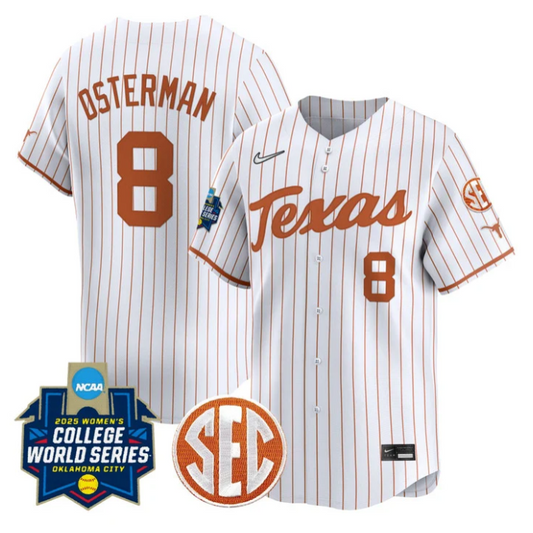 Cat Osterman Jersey #8 Texas Longhorns 2025 World Series Stitched Pinstripe