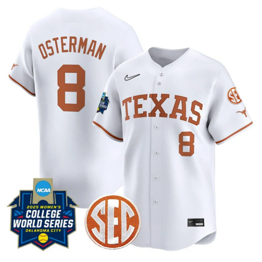 Cat Osterman Jersey #8 Texas Longhorns 2025 World Series Stitched White
