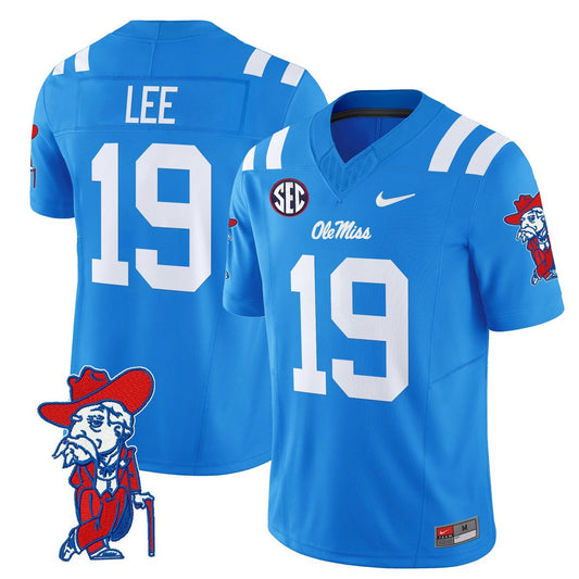 Cayden Lee Jersey #19 Ole Miss Rebels 2025 Limited V2 Stitched Powder Blue