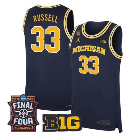 Cazzie Russell Jersey #33 Michigan Wolverines 2026 Final Four Stitched Navy