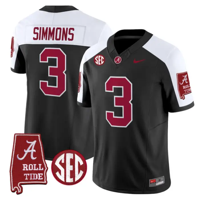 Cedrick Simmons Jersey #3 Alabama Crimson 2026 SEC Patch Stitched
