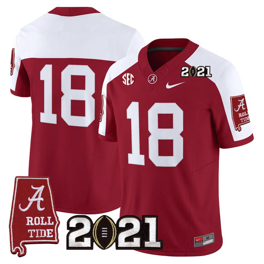 Champions Jersey #18 Alabama 2021 CFP Championship Alabama Map Crimson Alter