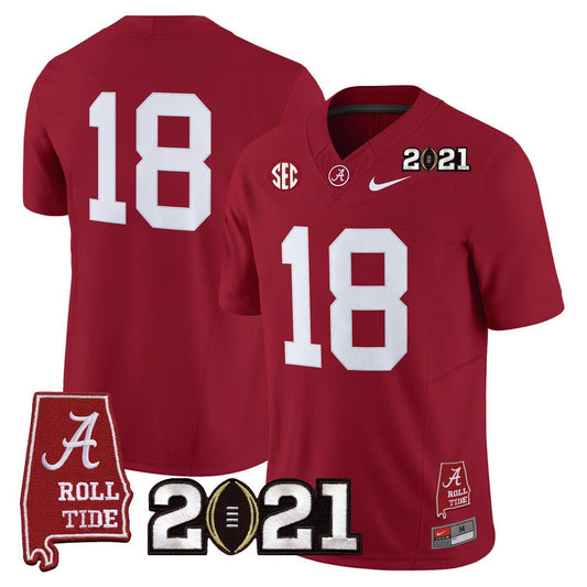 Champions Jersey #18 Alabama 2021 CFP Championship Alabama Map Crimson