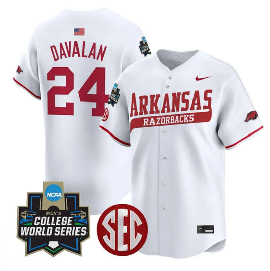 Charles Davalan Jersey #24 Arkansas Razorbacks 2025 World Series White