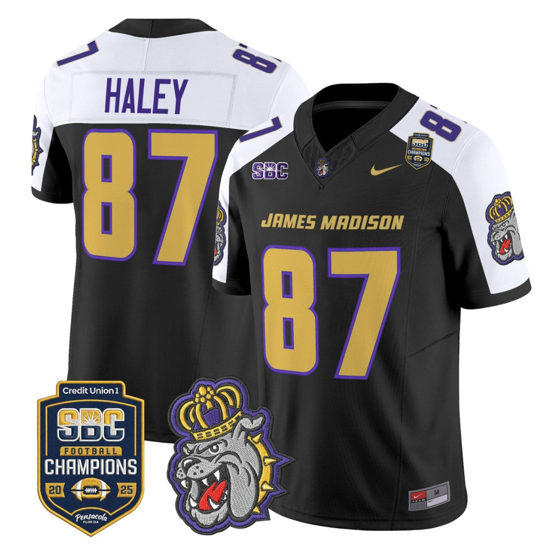 Charles Haley Jersey #87 James Madison Dukes 2025 SBC Champions Stitched