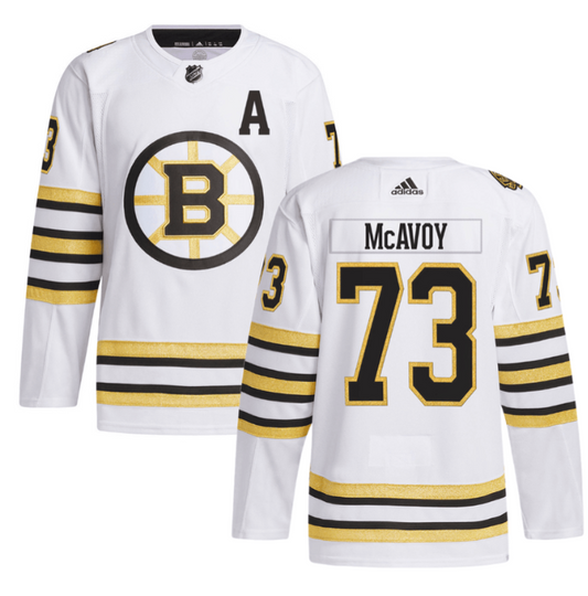 Charlie McAvoy 73 Boston Bruins 100th Anniversary Primegreen Away Men Jersey White