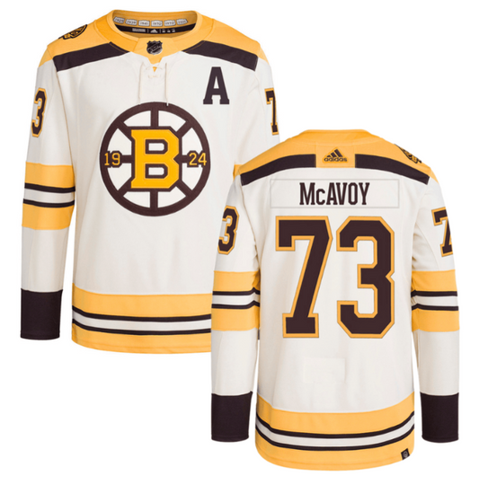 Charlie McAvoy 73 Boston Bruins 100th Anniversary Primegreen Third Men Jersey Cream