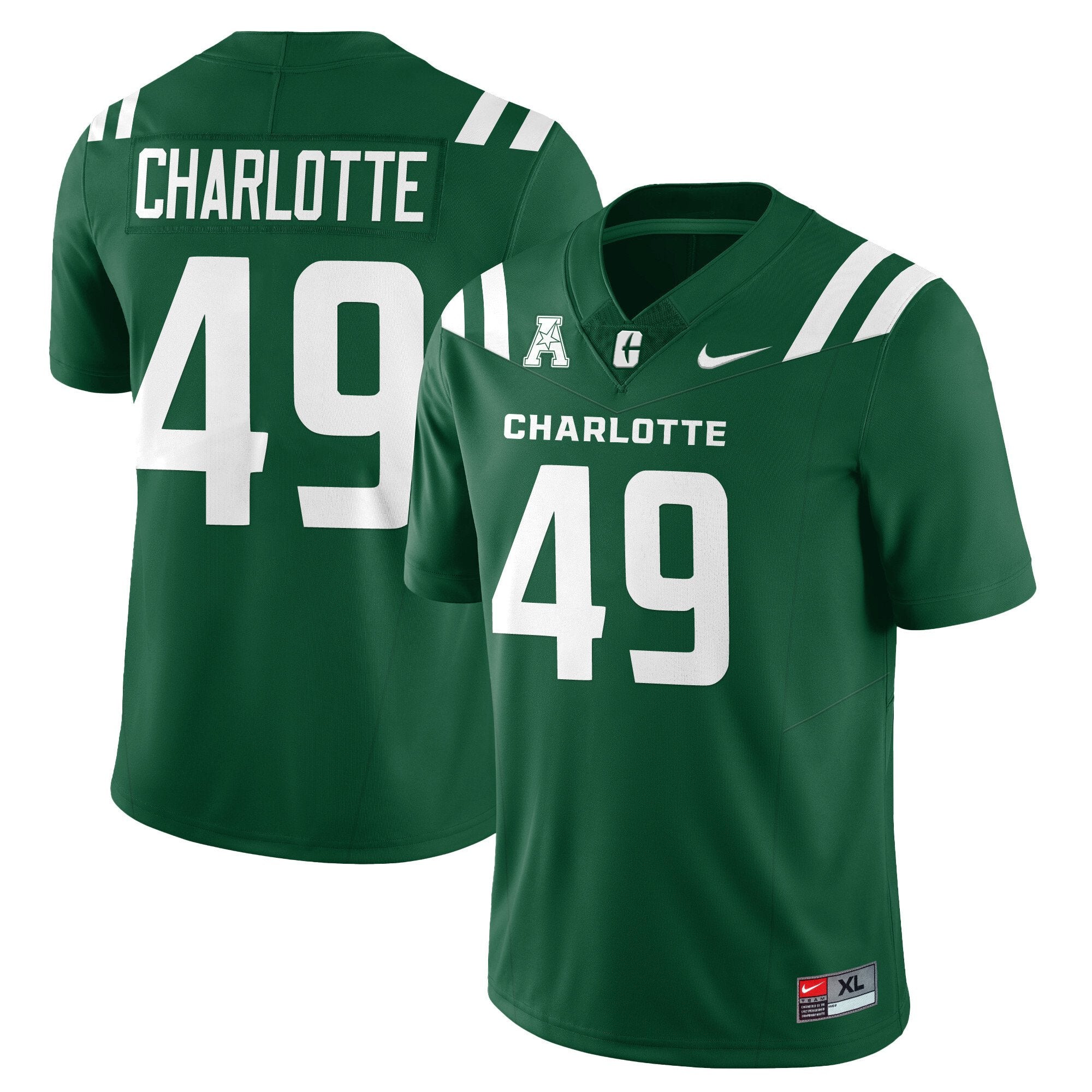 Charlotte Jersey #49 Charlotte 49ers Football 2025 Vapor Limited Stitched Green
