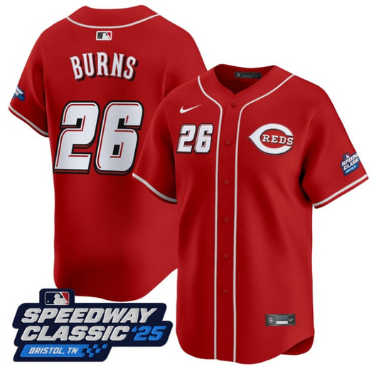 Chase Burns Jersey #26 Cincinnati Reds Speedway Classic Limited Stitched Red