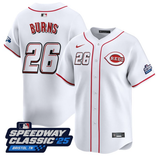 Chase Burns Jersey #26 Cincinnati Reds Speedway Classic Limited Stitched White